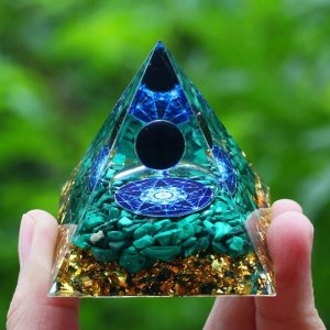 Piramida ORGONIT +LED Lampka PODSTAWA 5cm KRYSZTAŁ KAMIENIE AMULET 5cm HX19 4