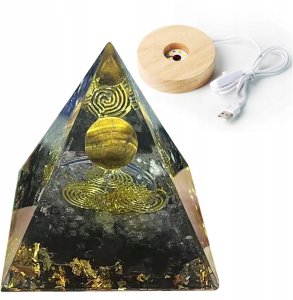 Piramida ORGONIT +LED Lampka PODSTAWA 5cm KRYSZTAŁ KAMIENIE AMULET 5cm HX05 1