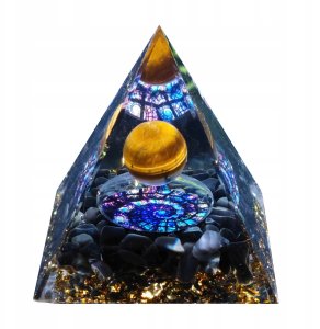 Piramida ORGONIT +LED Lampka PODSTAWA 5cm KRYSZTAŁ KAMIENIE AMULET 5cm HX13 2