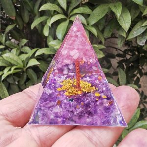 Piramida ORGONIT +LED Lampka PODSTAWA 5cm KRYSZTAŁ KAMIENIE AMULET 5cm HX06 4