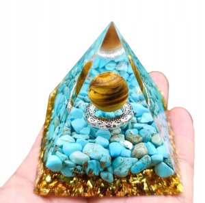 Piramida ORGONIT +LED Lampka PODSTAWA 5cm KRYSZTAŁ KAMIENIE AMULET 5cm HX11 2