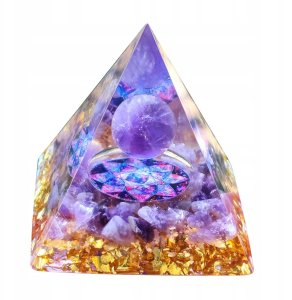 Piramida ORGONIT +LED Lampka PODSTAWA 5cm KRYSZTAŁ KAMIENIE AMULET 5cm HX04 2