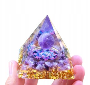Piramida ORGONIT +LED Lampka PODSTAWA 5cm KRYSZTAŁ KAMIENIE AMULET 5cm HX04 3