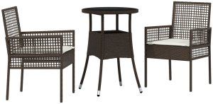 vidaXL Zestaw mebli jadalnych Zestaw 3 Brązowy Rattan, Metal Wytrzymały 2