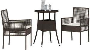 vidaXL Zestaw mebli jadalnych Zestaw 3 Brązowy Rattan, Metal Wytrzymały 3