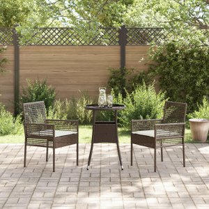 vidaXL Zestaw mebli jadalnych Zestaw 3 Brązowy Rattan, Metal Wytrzymały 4