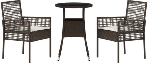 vidaXL Zestaw mebli jadalnych Zestaw 3 Brązowy Rattan, Metal Wytrzymały 7
