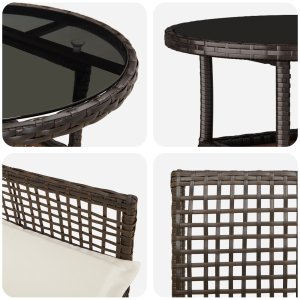 vidaXL Zestaw mebli jadalnych Zestaw 3 Brązowy Rattan, Metal Wytrzymały 9