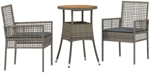 vidaXL Zestaw Mebli Jadalnych 3-częściowy Szary Rattan, Metal 2
