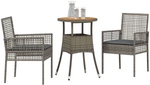 vidaXL Zestaw Mebli Jadalnych 3-częściowy Szary Rattan, Metal 3