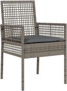 vidaXL Zestaw Mebli Jadalnych 3-częściowy Szary Rattan, Metal 6