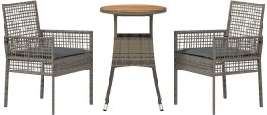vidaXL Zestaw Mebli Jadalnych 3-częściowy Szary Rattan, Metal 7