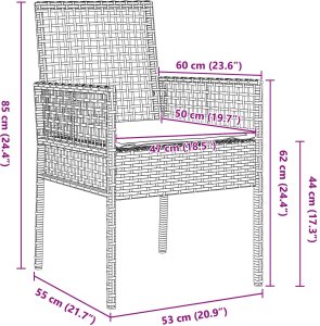 vidaXL Zestaw Mebli Jadalnych 3-częściowy Szary Rattan, Metal 10
