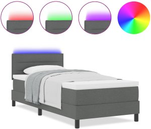 vidaXL Stelaż łóżka z materacem Szary Tkanina 100 x 200 cm 4