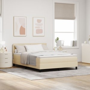vidaXL Rama łóżka z materacem Beżowy Materiał 140 x 200 cm 1
