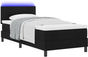 vidaXL Rama łóżka z materacem Czarny i biały Tkanina 90 x 200 cm 2