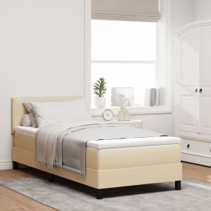 vidaXL Rama łóżka z materacem Beż Tkanina 90 x 200 cm Materac 1