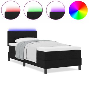 vidaXL Rama łóżka z materacem Jet Black, Cool White Tkanina 100 x 200 cm 4