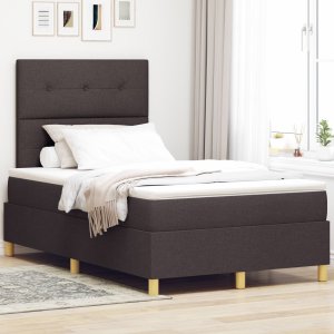 vidaXL Ramka łóżka z materacem Ciemnobrązowy Tkanina 120 x 200 cm 1