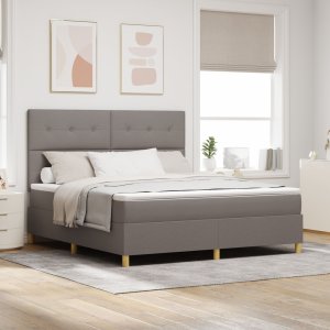 Rama Łóżka vidaXL z Materacem Taupe Tkanina 180 x 200 cm Rama Łóżka 1