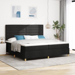 vidaXL Ramka Łóżka na Sprężynie Czarna Tkanina 200 x 200 cm Trwała 1