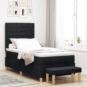 vidaXL Stelaż łóżka z materacem Zestaw 2 Czarny Tkanina 100 x 200 cm 1