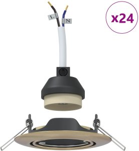 vidaXL Lampy Zestaw 24 Mosiądz 9 cm Mosiężne Lampy Wpuszczane Okrągłe 4