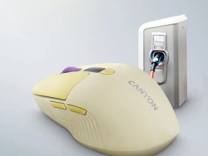 CANYON Mysz bezprzewodowa MW-26 LCD Cicha Dwa Tryby Żóta 2