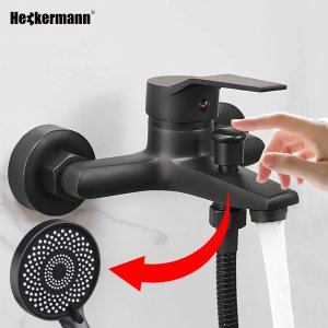 Bateria wannowa Heckermann Bateria wannowa ścienna AF5 Czarna 2