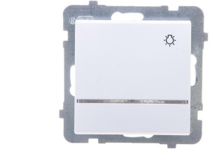 SONATA Łącznik zwierny światło z podświetleniem niebieskim biały mat ŁP-5RS/m/75 1