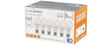 Zestaw 6x żarówka LED A65-AP E27 15W 1521lm barwa biała ciepła 1