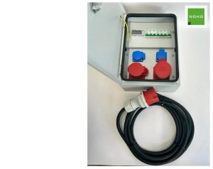 IP54 Metalowa rozdzielnica ścienna CEE 32A 16A 2x230V z kablem miernika mocy 5m 94V-6 1