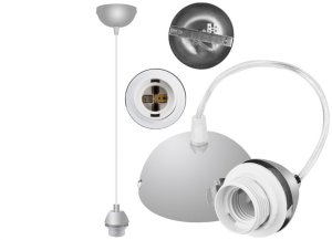 Lampa wisząca zwis sufitowy E27 chromowana pod klosz (bez linki) 1