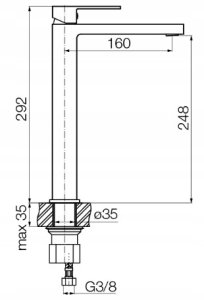 Valvex bateria umywalkowa stojąca, wysoka ARS, gun metal 2419860 4