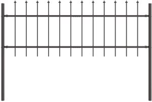 Ogrodzenie z ostrymi szczytami, szare, 3,4x0,6 m, stal 4