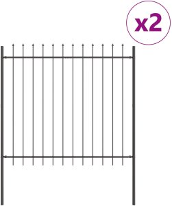 Ogrodzenie z ostrym szczytem, szare, 3,4 x 1,5 m, stalowe 2