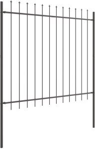 Ogrodzenie z ostrym szczytem, szare, 3,4 x 1,5 m, stalowe 3