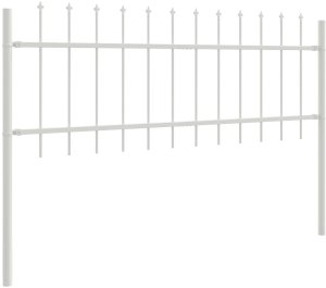 Ogrodzenie z grotem w kształcie włóczni, białe, 3,4x0,6 m, stal 3