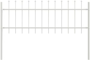 Ogrodzenie z grotem w kształcie włóczni, białe, 3,4x0,6 m, stal 4