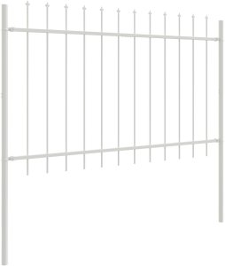 Ogrodzenie z lancetami, białe, 3,4x1 m, stal 3