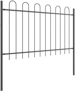 Ogrodzenie z górnym łukiem, szare, 5,1 x 1,2 m, stal 3