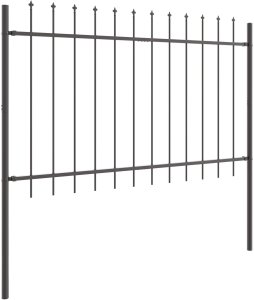 Ogrodzenie z grotami Szare 10,2x0,8 m Stal 3