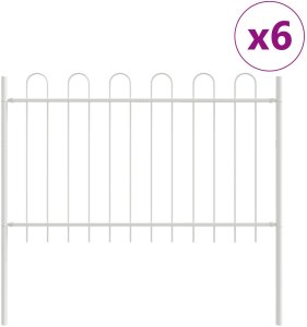 Ogrodzenie z górą w kształcie łuku, białe, 10,2 x 1 m, stal 2
