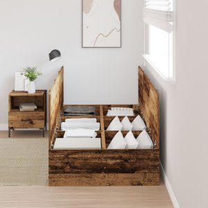 Ramka łóżka do przechowywania Stare drewno 100x200 cm 4