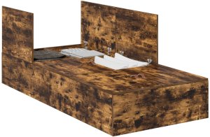 Ramka łóżka z miejscem na przechowywanie w kolorze dębu wędzonego 100x200 cm 2