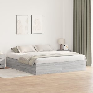 Stelaż Łóżka z Miejscem na Przechowywanie Szary Sonoma 200x200 cm 1