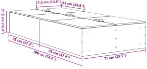 Rama łóżka z miejscem na przechowywanie Dąb wędzony 75x190 cm 11