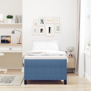 vidaXL Box Spring Bed Niebieski 90x200 cm z materiału sztruksowego 5