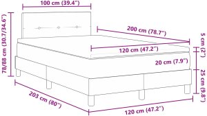 Łóżko z materacem Ciemnoszare 120x200 cm Aksamit 2