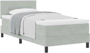 Łóżko Box Spring z materacem Jasnoszary 90x200 cm Aksamit 2